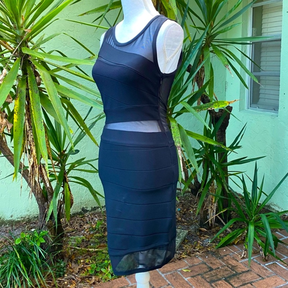 Black Sheer Cut Out Bondage Dress - Picture 4 of 9